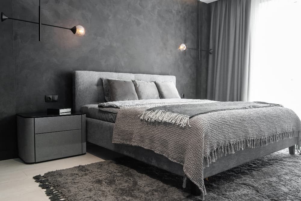 Grey color bedroom wall