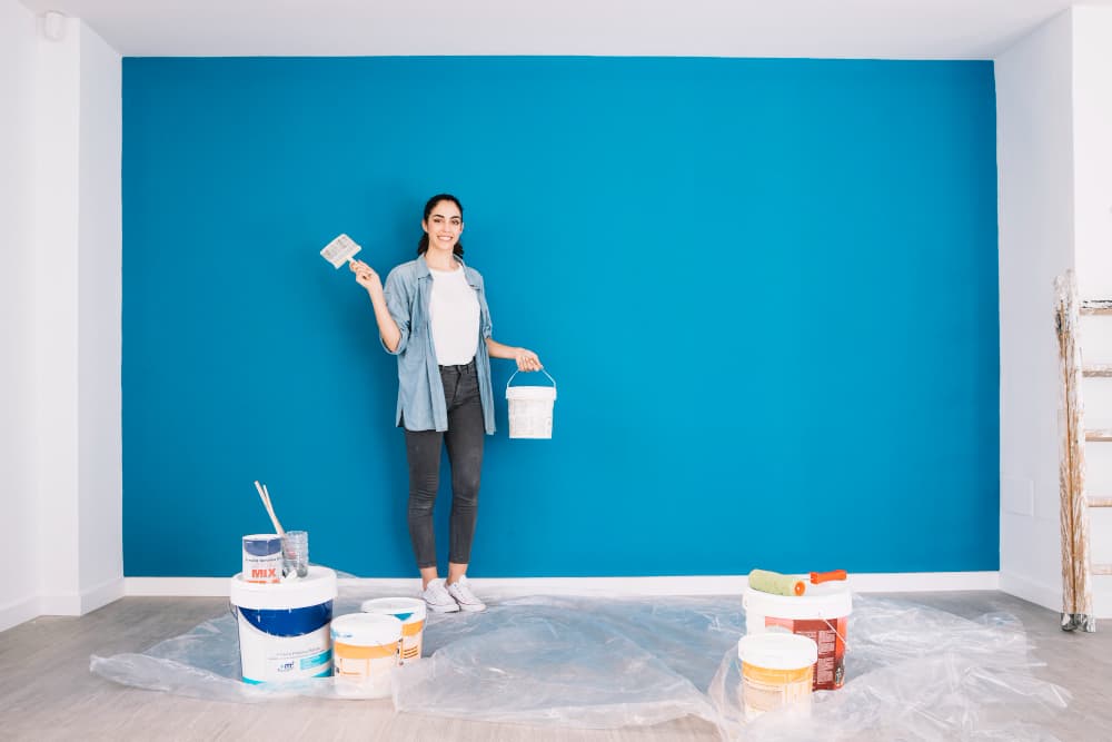 Blue paint on Home Wall