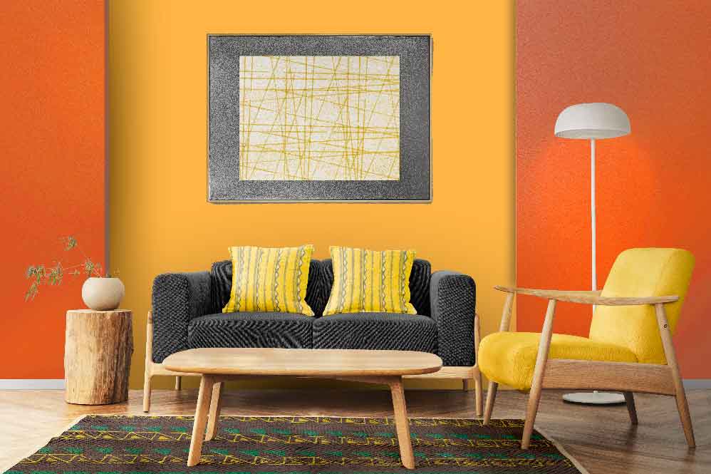 Honey and Fire Orange Color Combination for Living Room