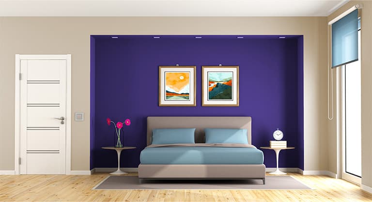 Purple and Beige Combination For Bedroom Walls