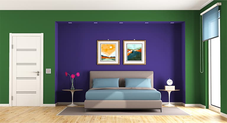 Purple and Olive Green Combination For Bedroom Walls