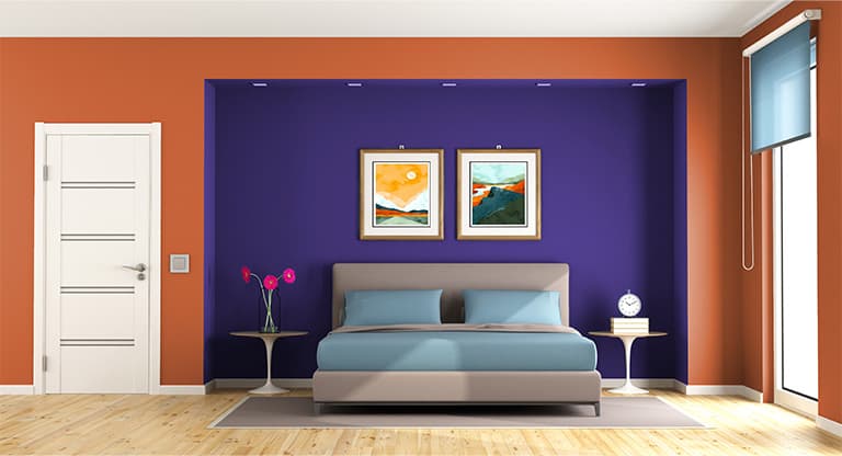 Purple and Orange Color Scheme for Bedroom Walls