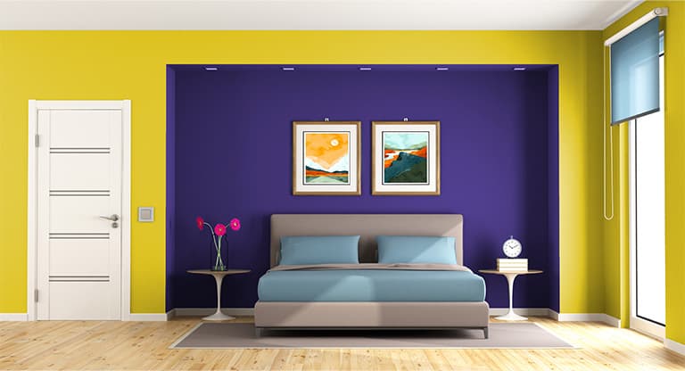 Purple Two-Color Combination for Bedroom Walls