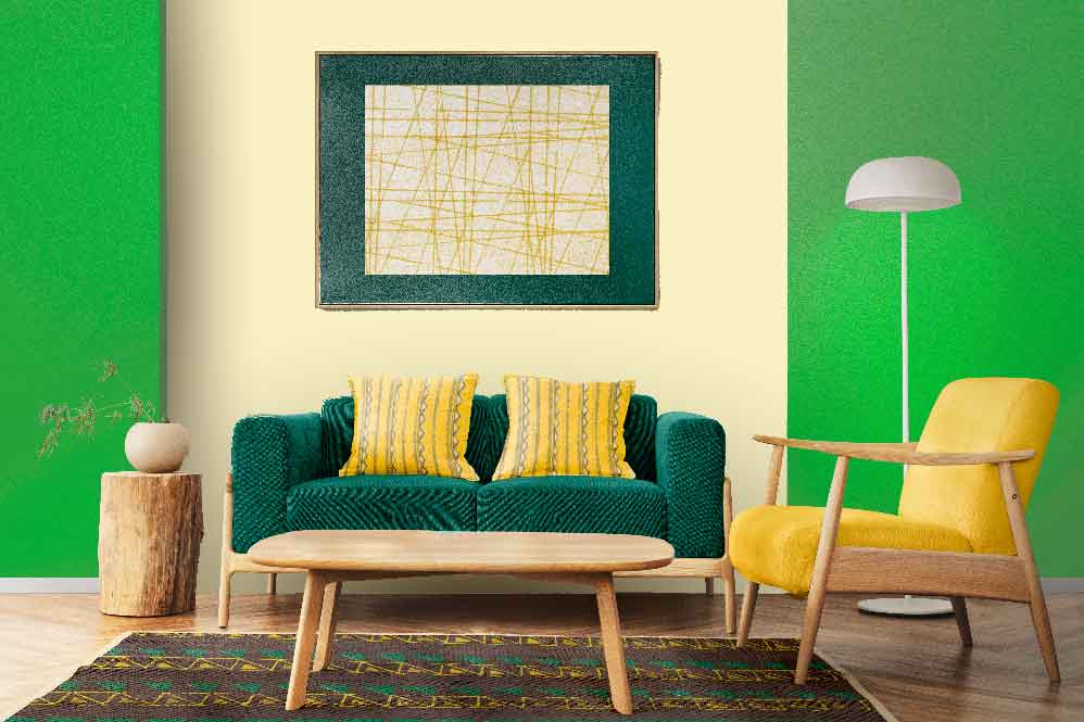 Spring Green and Lemon Chiffon Color Combination for Living Room