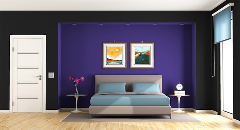 purple and black two color combinations for bedroom walls