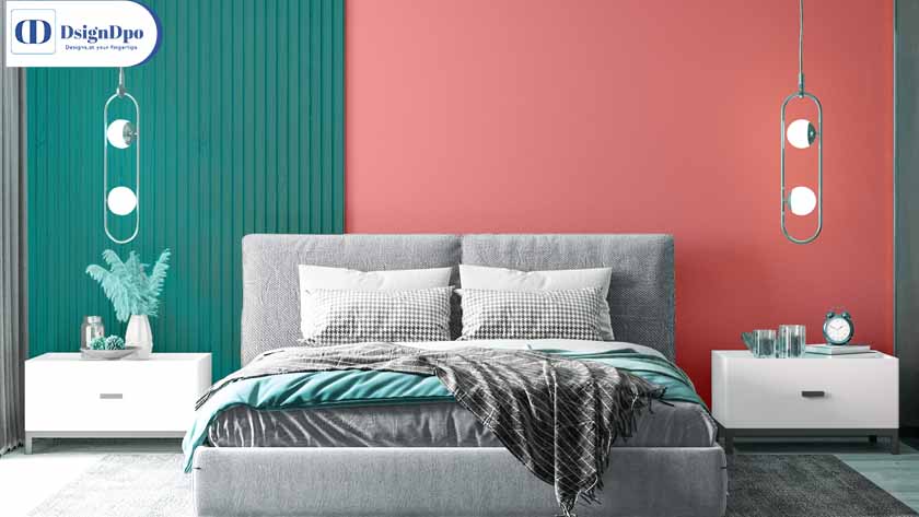 Teal and Salmon Blue, two colour combination for bedrooms walls