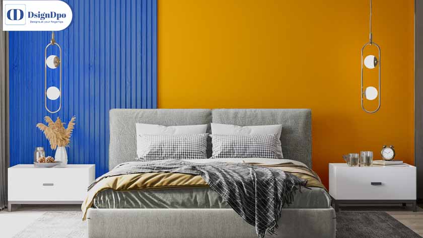 Royal Blue and Mustard, blue two colour combinations for bedrooms walls