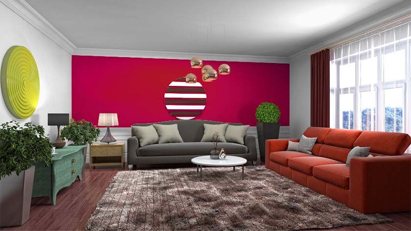 Pink and Grey Wall Colour Combinations For Hall