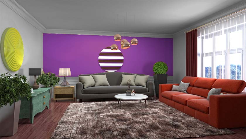 Purple and Grey Wall Colour Combinations For Hall