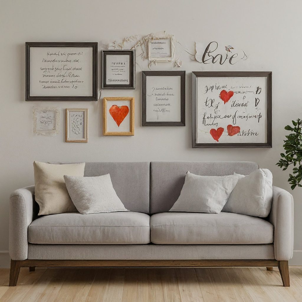 Display love notes or romantic quotations throughout your home. Whether framed or written on mirrors, these charming sentiments provide a personal and nostalgic touch.