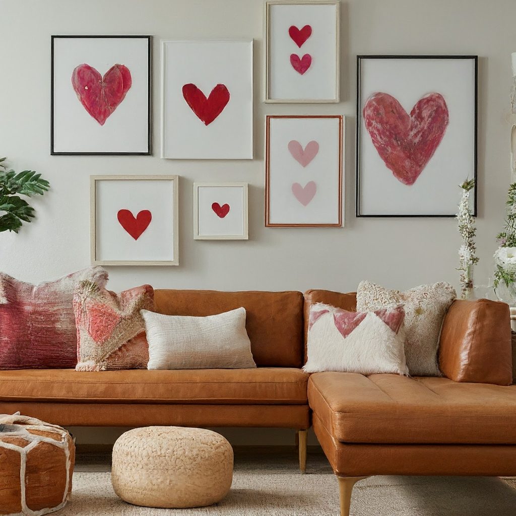 Incorporate heart-shaped design components to create a loving atmosphere in your home. Allow your home to reflect the affectionate spirit of Valentine's Day with everything from throw cushions to wall art.