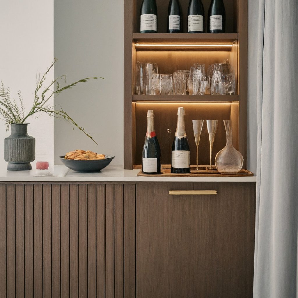 Create a trendy beverage bar with a variety of wines, champagne, and attractive glassware. Celebrate your love with a toast to your special occasion.